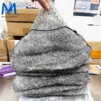 20inch 50gram/pack Grey Afro Kinky Human Hair Bulk Micro Twist Braiding QVR Afro Kinky Human Hair Bulk Dreadlock Loks Extensions 1
