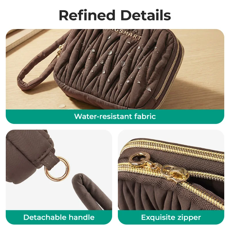 BAGSMART Women's Fashion Zipper Wallet Short Bifold Buckle Coin Purse Multi-slot Card Holder Handbag 4