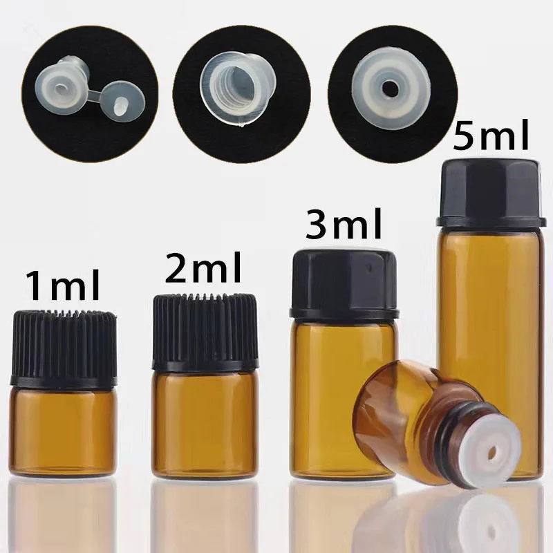 100 X 1/2/3/5/ML Mini Amber Refillable Empty Dropper Essential Oil Glass Bottle Fragrance Aromatherapy Sample Test Bottle mini otdr active live test fiber optic reflectometer 26 24db touch screen event map vfl ols opm ethernet cable tester equipment