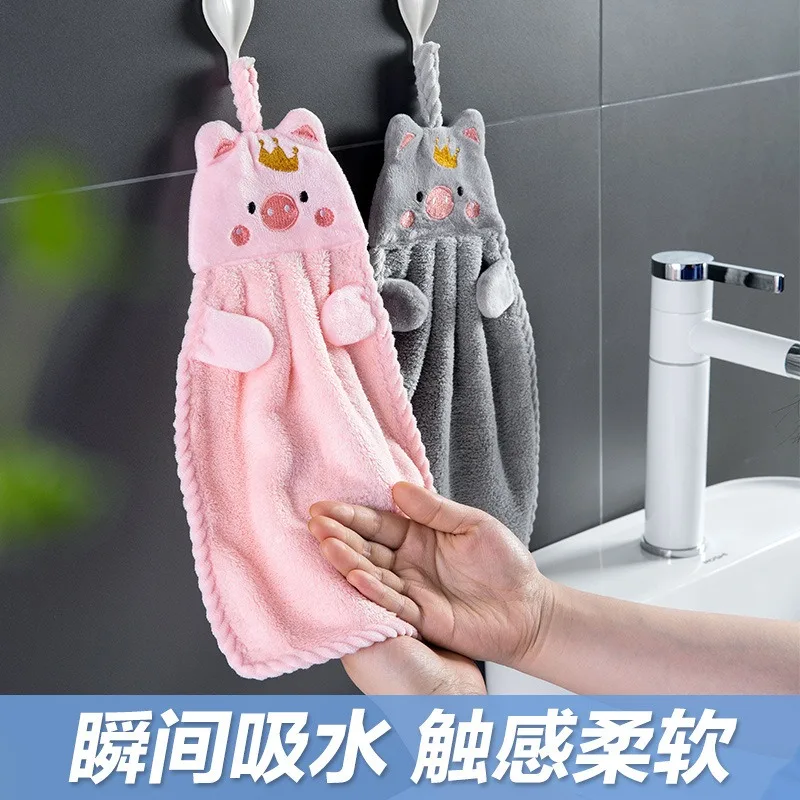

Towels Bathroom Cleaning Cartoon Towel Household Cute Hangable Hand Towel Lazy Cloth HandTowel Solid Color Children's Hand Towel