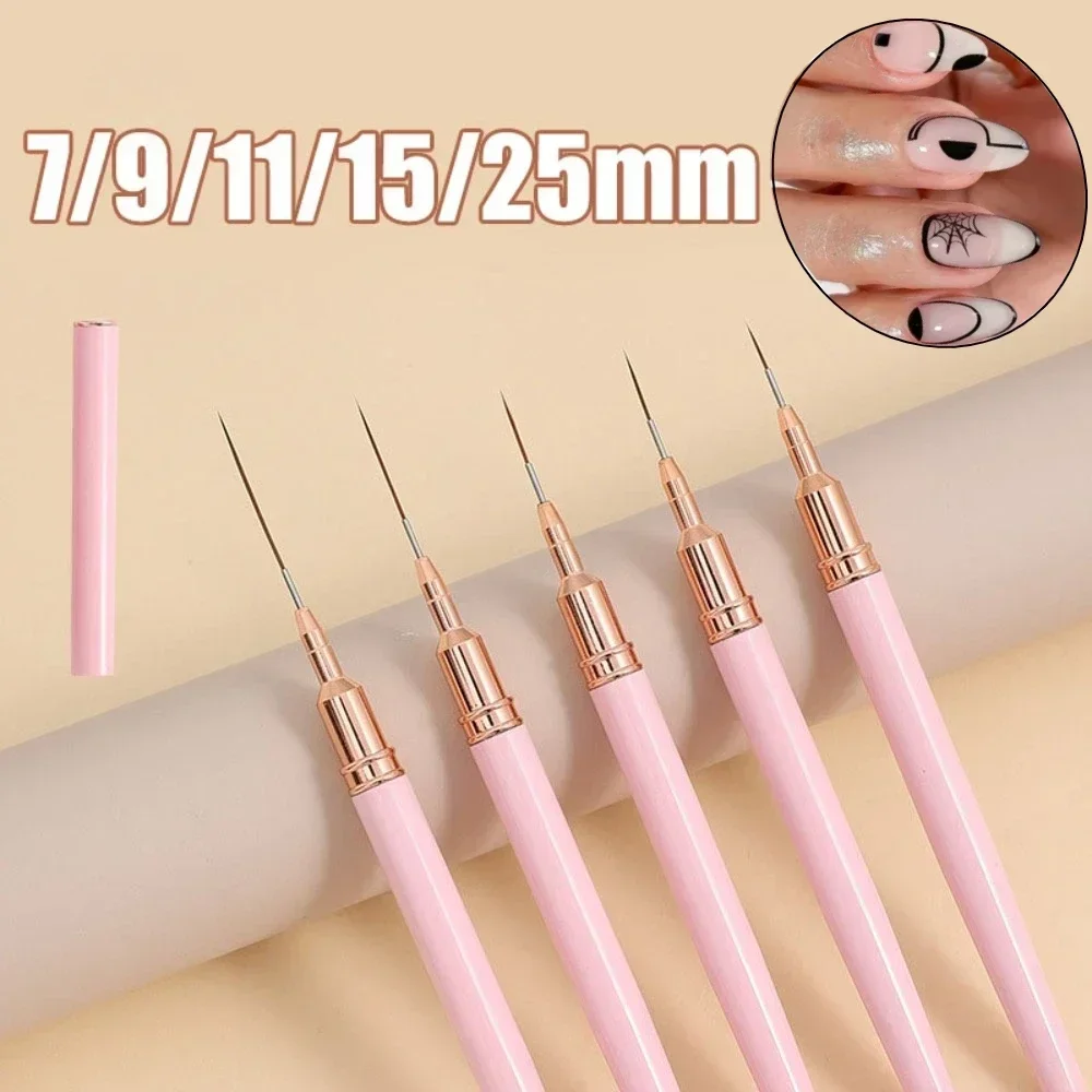 

7/9/11/15/25MM Nail Brush Set Nail Liner Brushes Metal Nail Art Pen for Design Tip Painting Drawing Gel UV Polish Manicure Tools