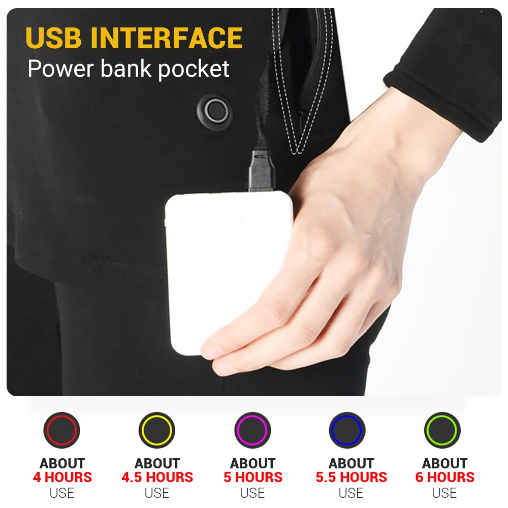 Heating Underwear Suit Winter USB Battery Powered Smart Control Temperature Electric Heated Fleece Lined Ski Thermal Tops Pants,heated underwear suit
