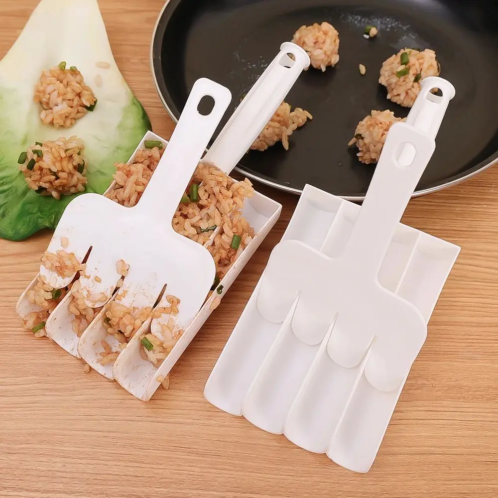 Food-grade PP Meatball Maker Pushing None-Stick Meat Baller Spoon 4 Meatballs at 1 Time with Cutting Spade Meatball Making Tools meat ball maker