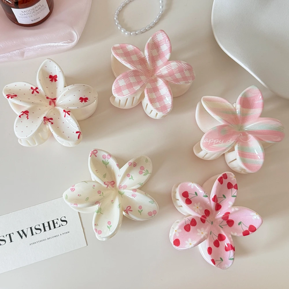 2026 Nuova tendenza Set di fermagli per capelli a forma di fiore carini con stampa di ciliegie dolci Accessori per capelli per donne e ragazze per l'estate di tutti i giorni_voghion.com