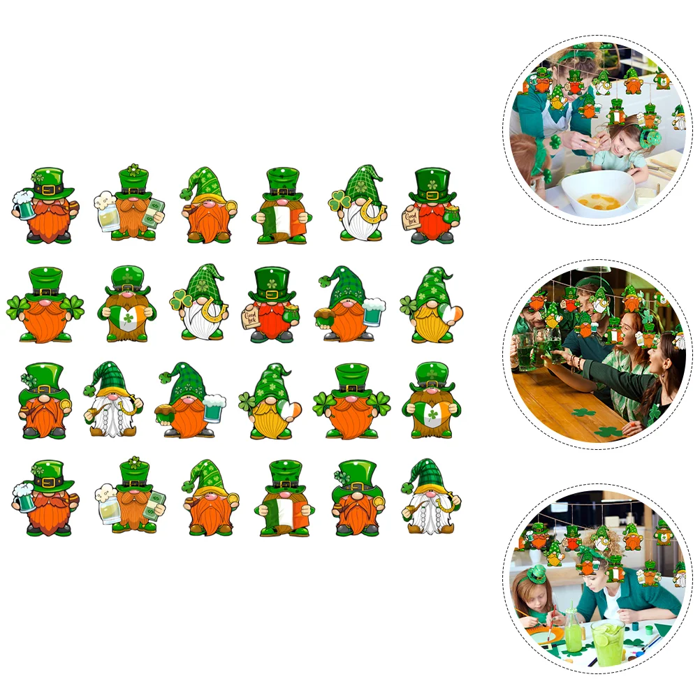 

24 Pcs Decor Dwarf Listing St Patrick's Day Door Hanger Decorate Patricks Gnome Hanging Sign Theme Doorplate Party