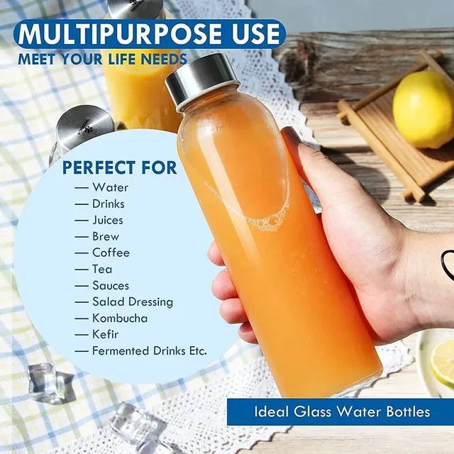 280ml/360ml/550ml Glass Water Bottle High Temperature Resistant Sport Bottle with Protective Bag BPA Free Travel Drink Bottle 3