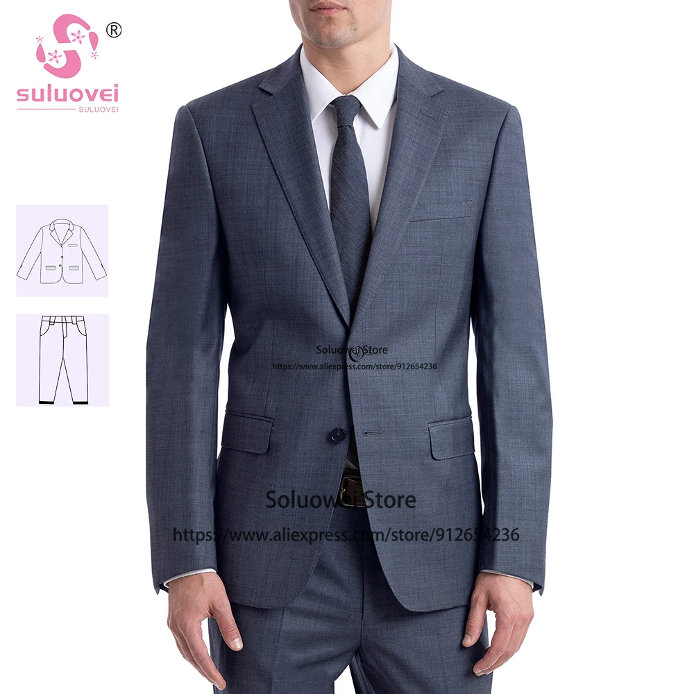 Fashion Slim Fit Suits For Men Customized 2 Piece Pants Set Formal Grooms Wedding Prom Tuxedos Blazer Costume Homme Pour Mariage