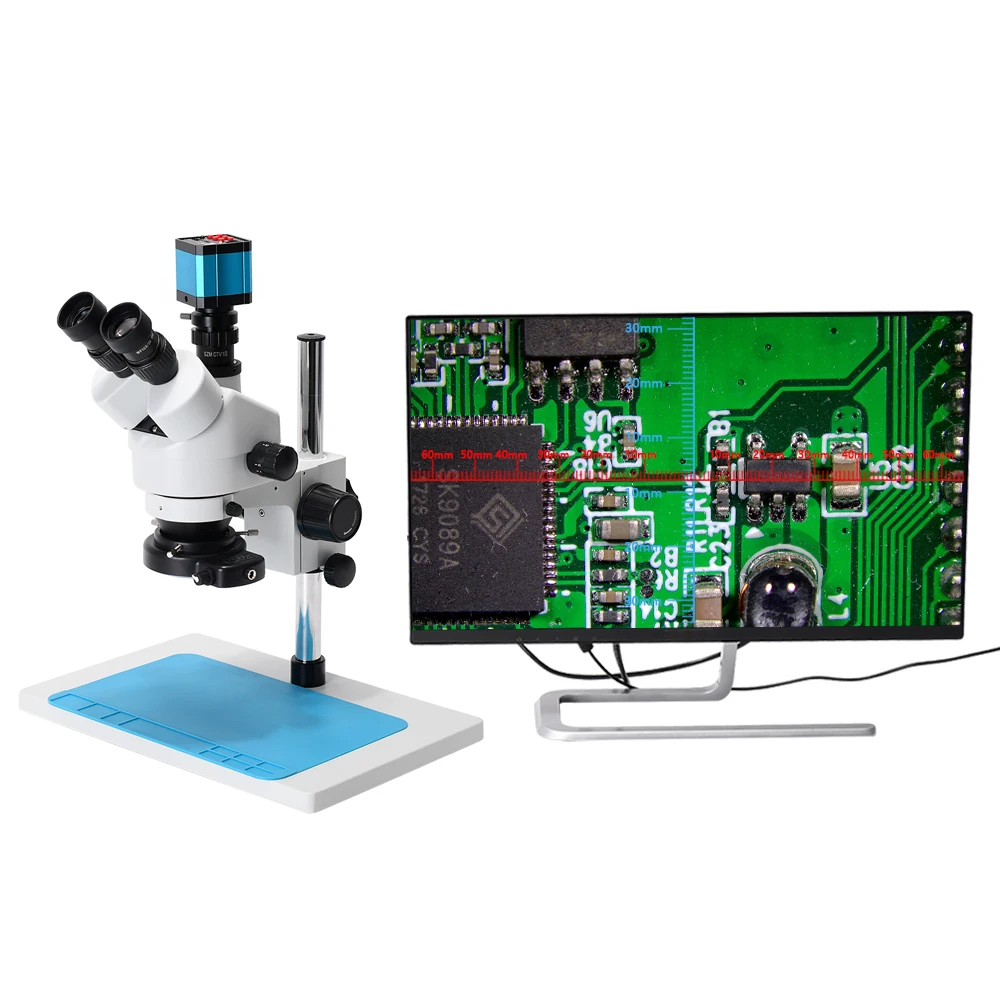 

7X-45X 48MP Digital Industry Microscope Video Camera Trinocular Stereo Microscope for for Mobile Repair Welding Electronics