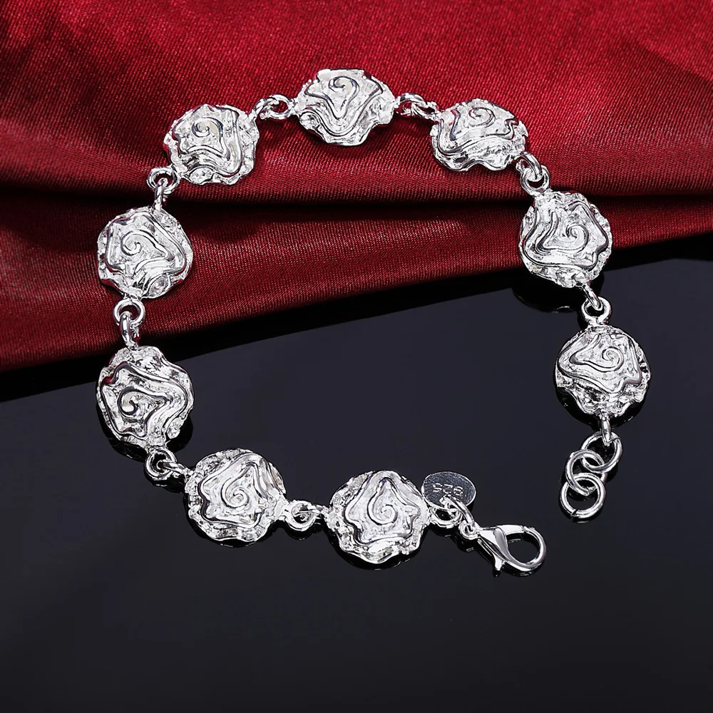 Korean version of popular exquisite silver jewelry, fashionable hot selling accessories, all roses, women's bracelets, lover gif