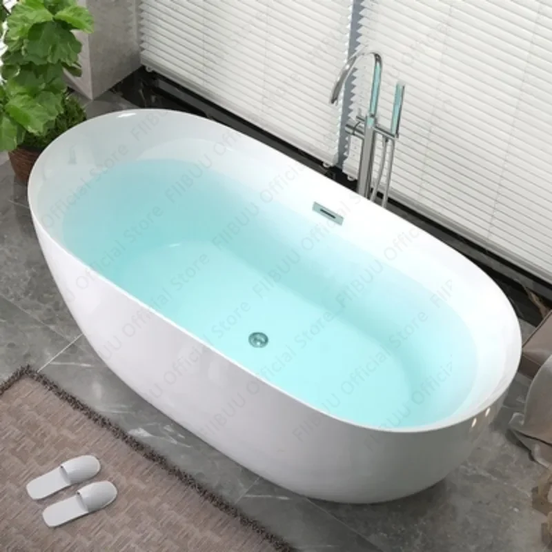 Acrylic Household Bathtub For Hotel And Guesthouse,Freestanding And Movable Tub,Seamless Small-sized Arc-shaped Bathroom Fixture