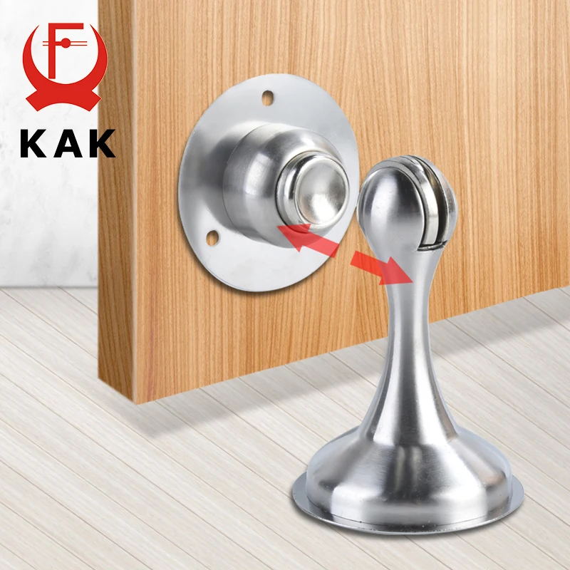 Magnetic door stopper 304 stainless steel nail-free sticker silver door stop catch wall mounting hardware