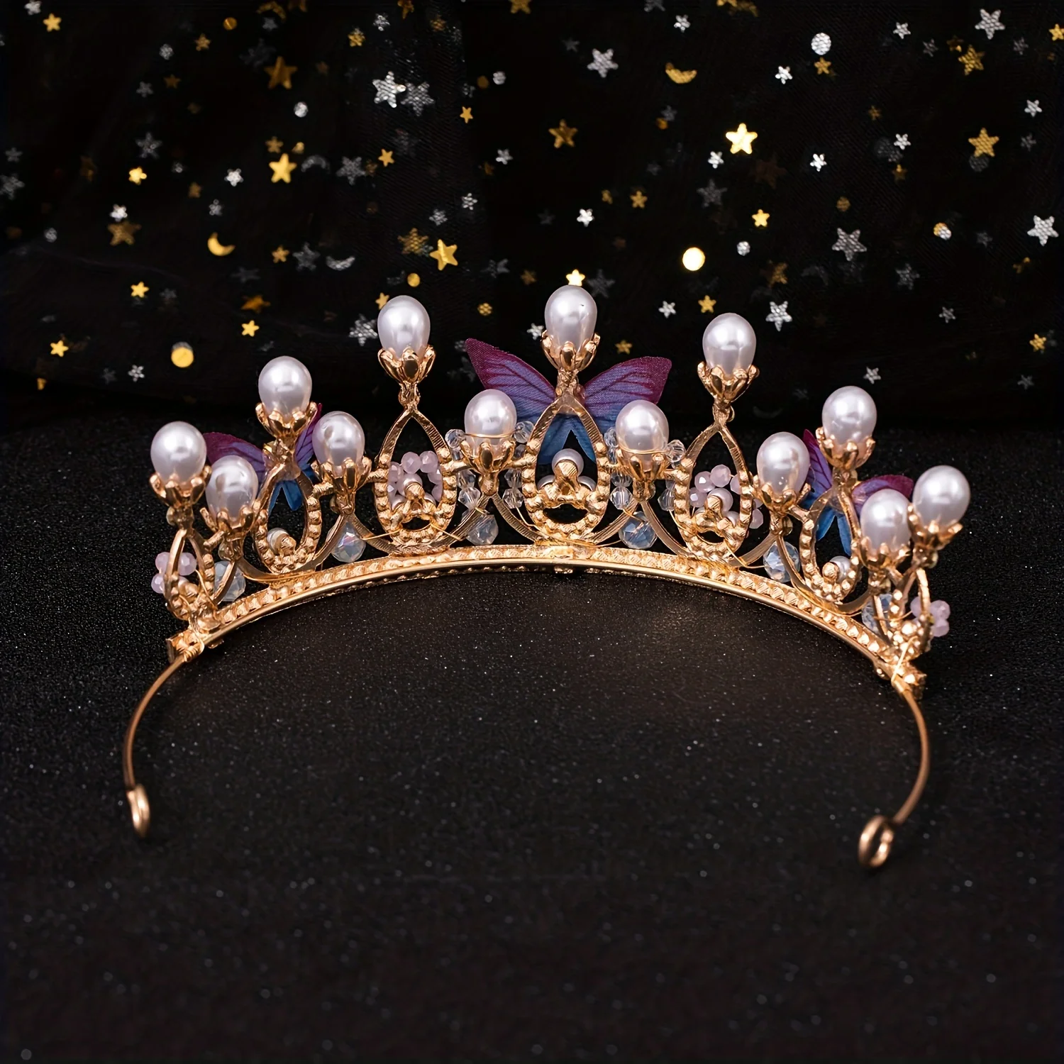 1pc Bride Headdress Handmade Pearl Butterfly Princess Hair Band Party Prom Queen Crown Hair Accessories