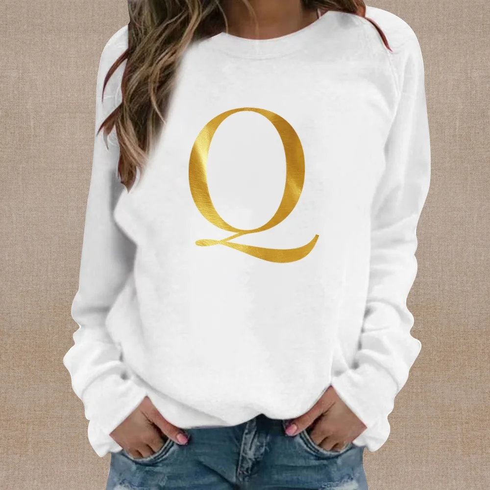 

Women's New Fashion Hoodie Letter Pattern Printed White Long-sleeved Casual Sweatshirt Autumn and Winter Warm Lightweight Jumper