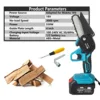 4 Inch Electric Chain Saw For Makita 18V Lithium Ion Battery Mini Cordless Garden Logging Saw Woodworking Cutting Power Tool 2