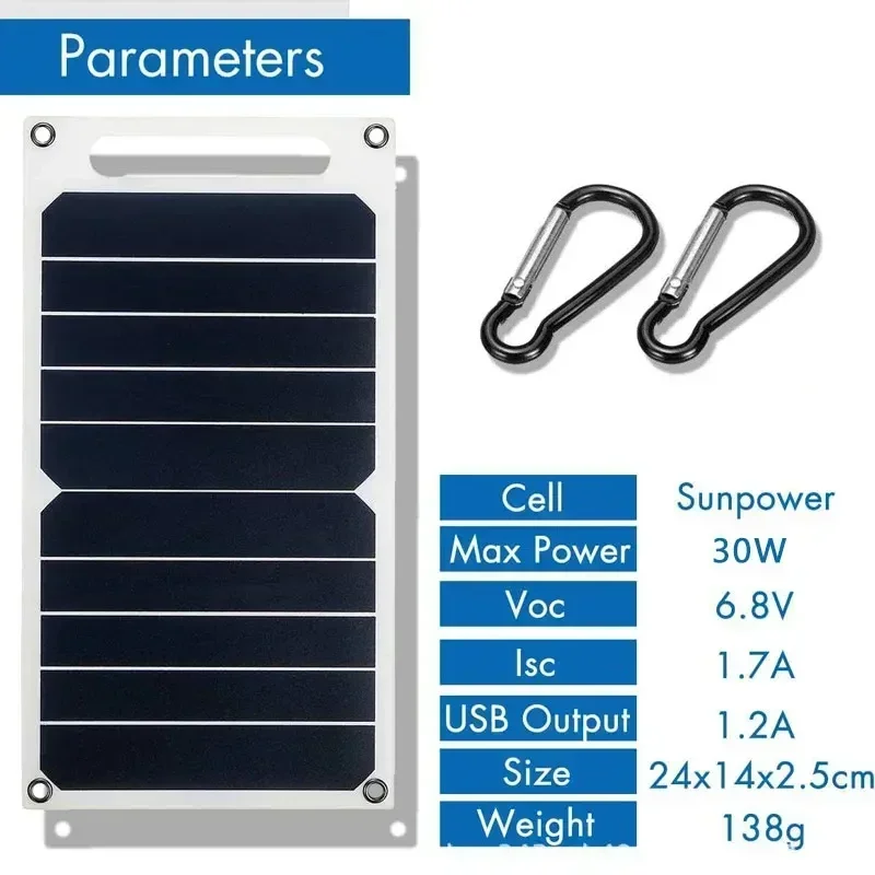Solar Panel With USB Waterproof Outdoor Hiking And Camping Portable Battery Mobile Phone Charging Bank Charging Panel