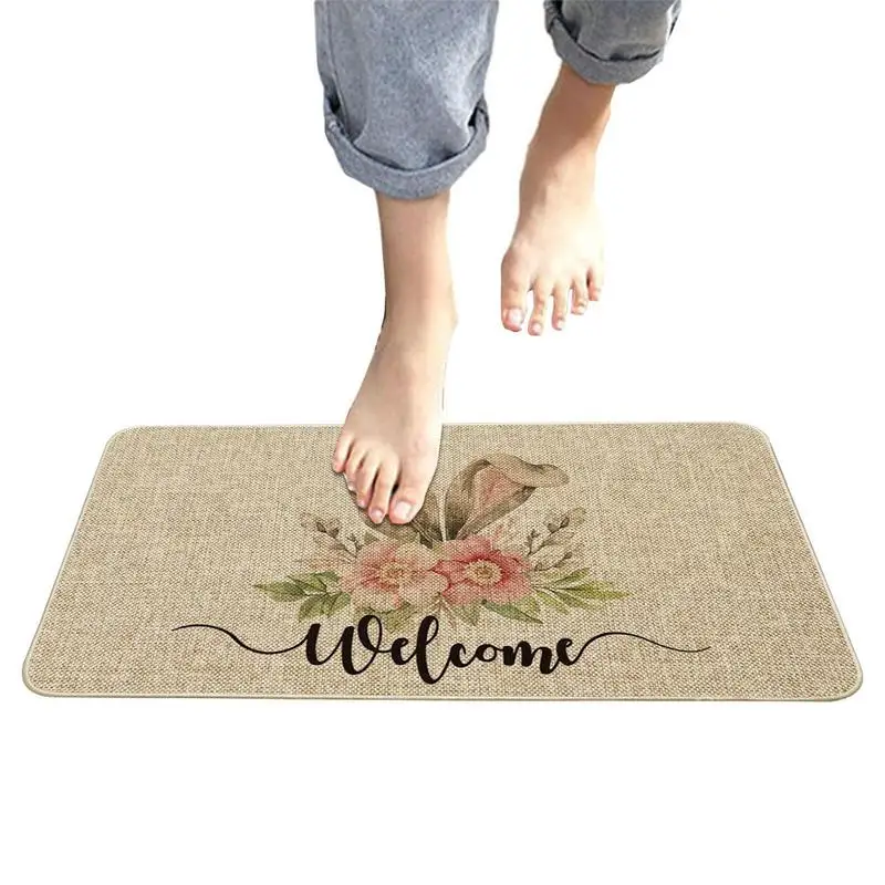 Happy Easter Doormat Bunny Eggs Cute Bath Rug Bathroom Door Mat Non