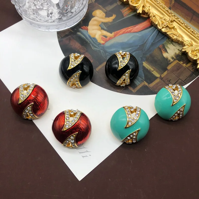 

Europe and America Vintage Palace Style Colorful Enamel Glaze Inlaid with Versatile and Elegant Style Earrings