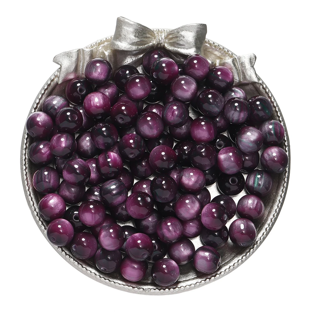 Glitter Cat Eye Resin Beads - Round Loose Beads