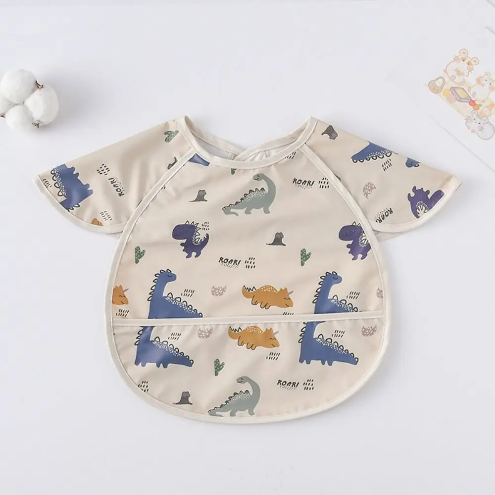 Rice Bag Waterproof Baby Bibs Short Sleeve Soft Feeding Apron Dirt Proof Cartoon Print Washcloth Bib Products