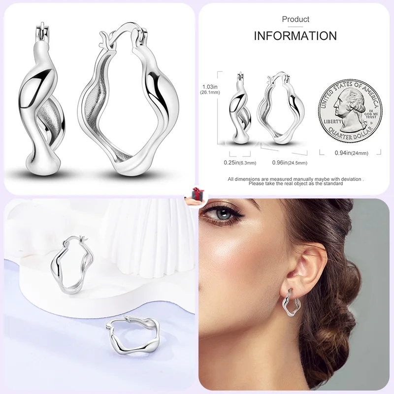925 sterling silver fashion love star hoop pendant earrings for ladies engagement wedding birthday party jewelry gift