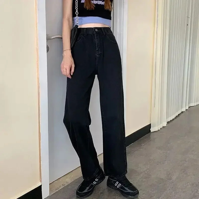 Loose Retro Washed Cargo Jeans Streetwear Women Zipper Baggy Pants Hiphop Straight Pants Multi-pocket Wide Leg Jeans Women 6