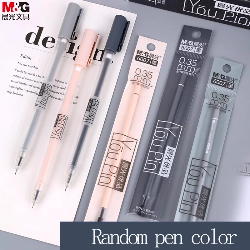 M&G 0.35mm Black Gel Pen with Syringe Tip Replacement Refill for Students And Office Use