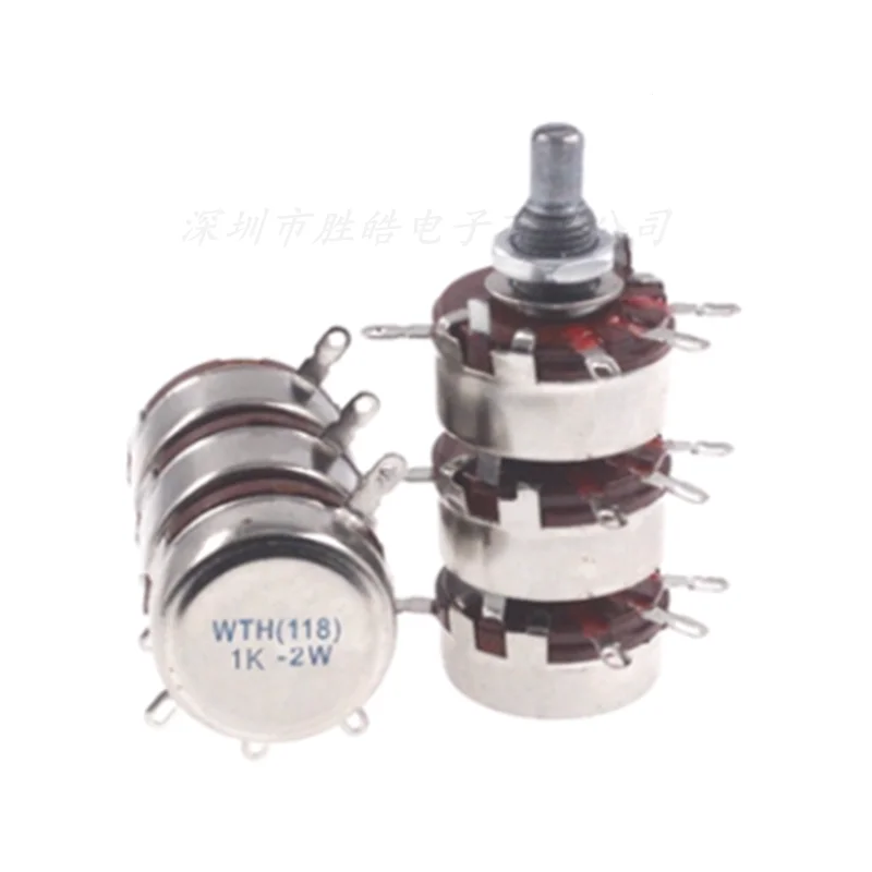 (1PCS) WTH118-3 2W  Triple Potentiometer  470R / 1K / 2.2K/4.7K /10K / 47K / 100K / 220K / 470K / 680K / 1M / 2,2M Potentiometer