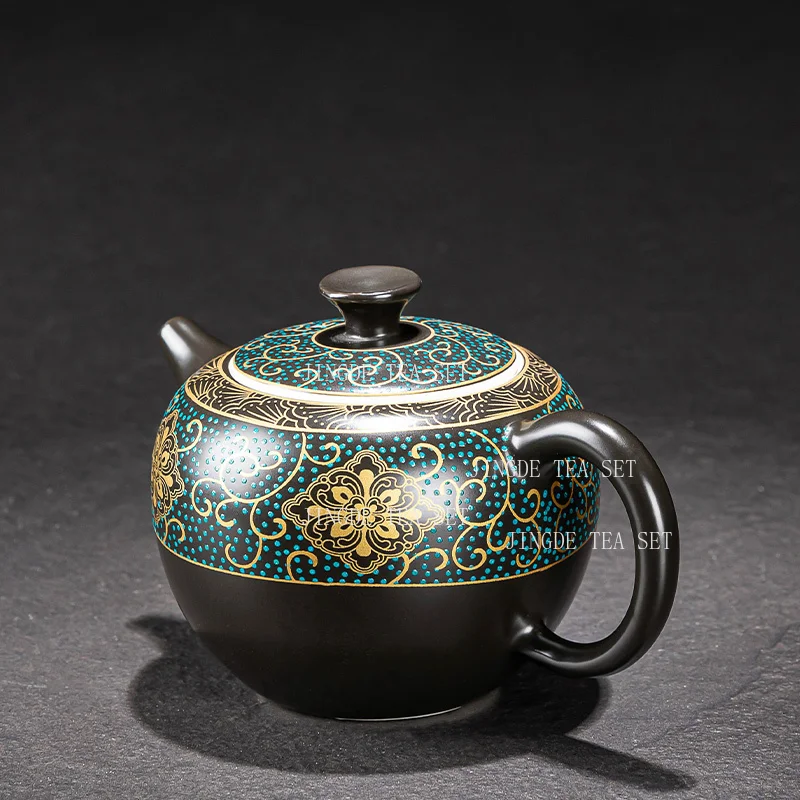 Ceramic Red Tea Pul Teapot Household Chinese Teapot Blue Dot Dark Fragrance Kung Fu Tea Set Single Use Small Capacity Teapot