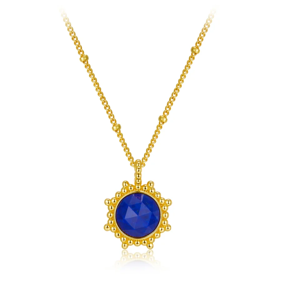 

wholesale fine jewelry natural Lazurite gemstone jewelry necklace 925 silver gold plated high quality jewelry for women