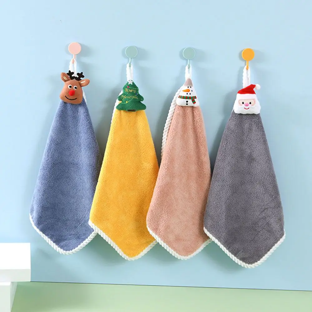 Microfiber towel cotton towel hand towel microfiber hand towel bamboo hand towel Kids Christmas Style Hand Towel Cartoon Elk Snowman Santa Claus Xmas Tree Velvet Towel Bathroom Hanging Adsorption Cloth