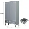Portable Clothes Closet Rolling Door Wardrobe with Hanging Rack Non Storage Organizer 35.4 x 17.7 x 67.0 ‘’ (Gray) Wardrobes 3