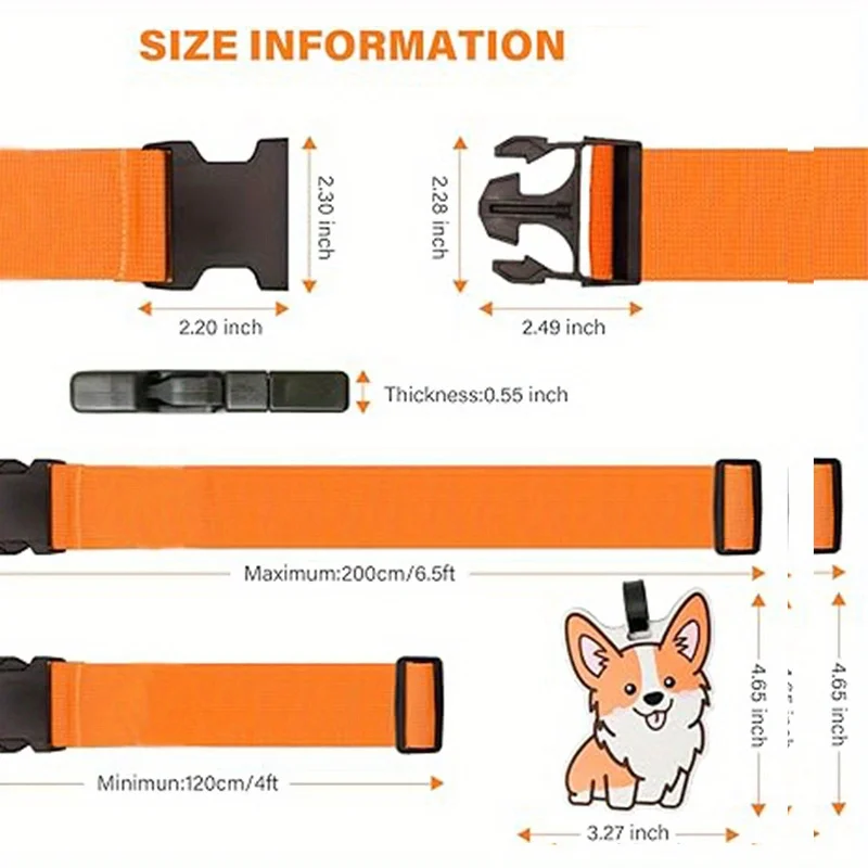 Set di 6 Cinghie per Valigie con Etichette, Accessori da Viaggio, Cinghie per Bagagli con Tag per Valigie - immagine 6