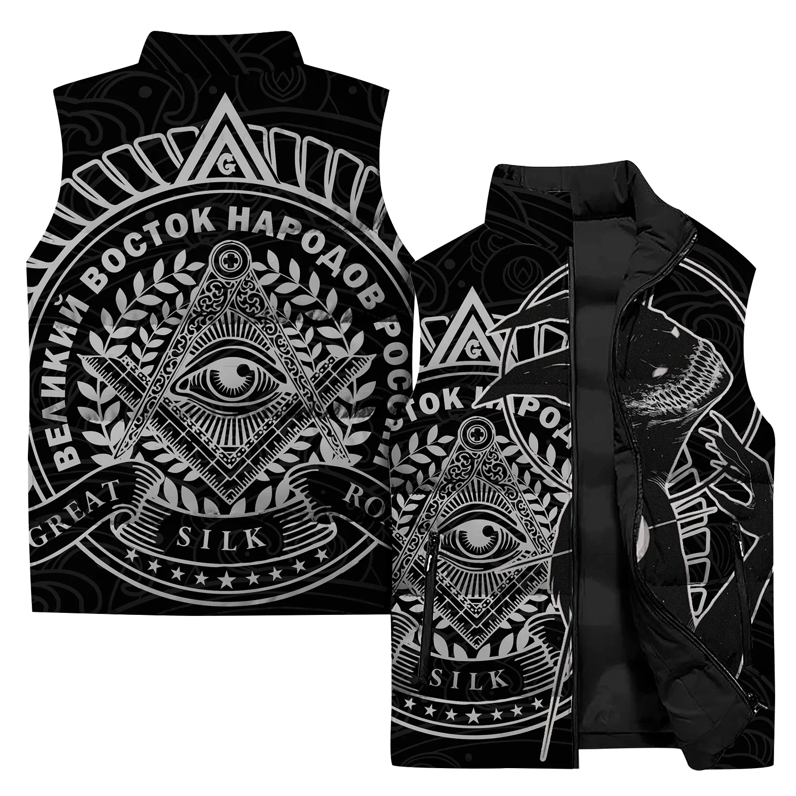 Chalecos fríos para hombre, chalecos personalizados con estampado de monstruos para hombre, chaquetas de invierno para hombre con protección contra el frío y el calor, ropa de tendencia informal para