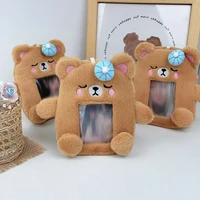 1pcs Cute Plush Kpop Photocard Holder, Cartoon Bear Photo Sleeve ID Bank Credit Card Holder Protector 1