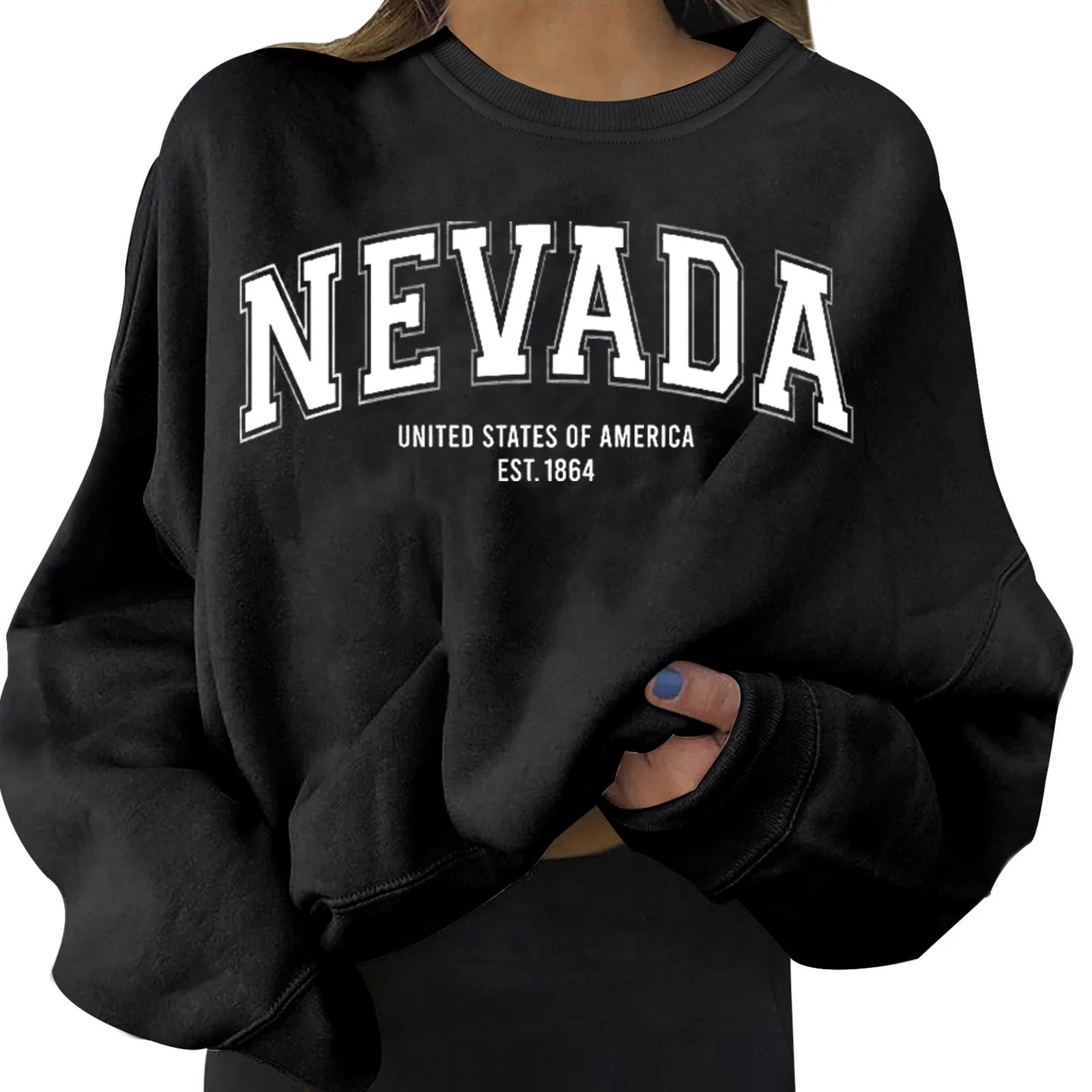 Nevada Letter Print Hoodies Women Sweatshirt Harajuku Oversize Tracksuit Pullover Spring Autumn Sudadera 2023 Female Blouses plus large size cargo pants men cotton straight oversize tracksuit wide leg tactical baggy pants 2022 spring summer 5xl