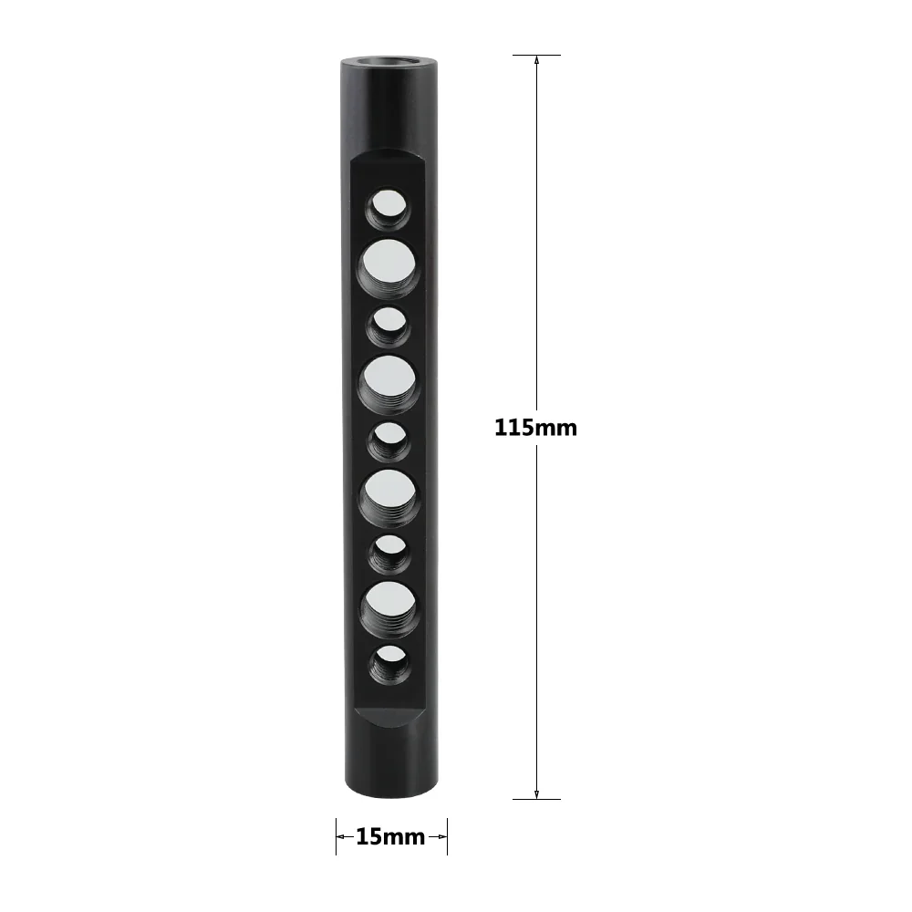 15mm Aluminum Cheese Rods Multiple Lengths with Internal 3/8" Mounting Points On Either End