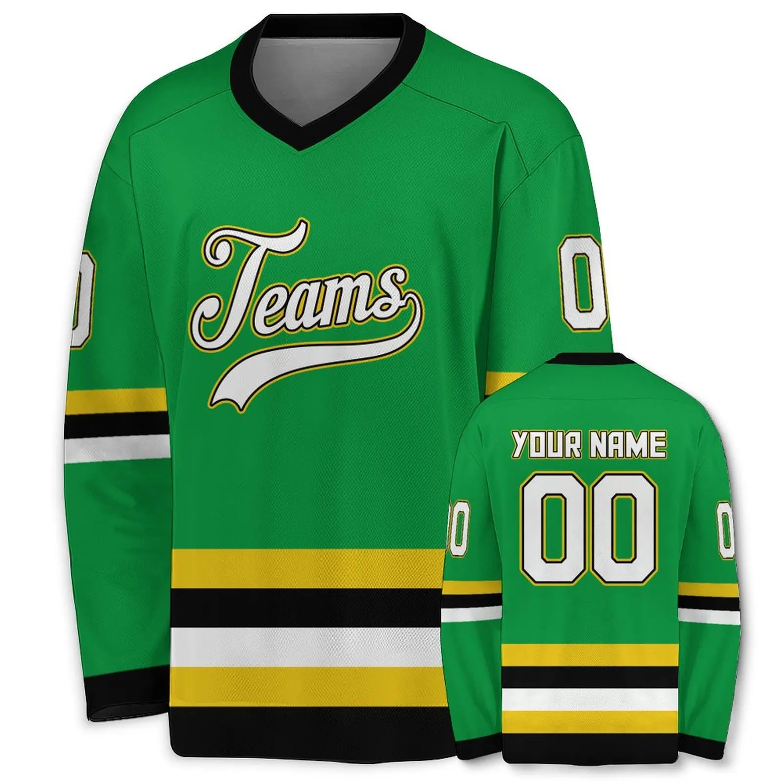Personalized Cream Navy V-Neck Hockey Jersey - Custom Team Name & Number Sports Uniform for All Ages