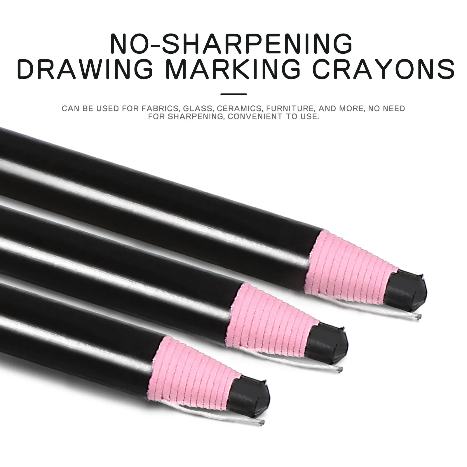 12 조각 검은 색 크레용 마커 펜 샤프닝 프리 스레드 기계 바느질 도구 다목적 왁스 필기구 교육용