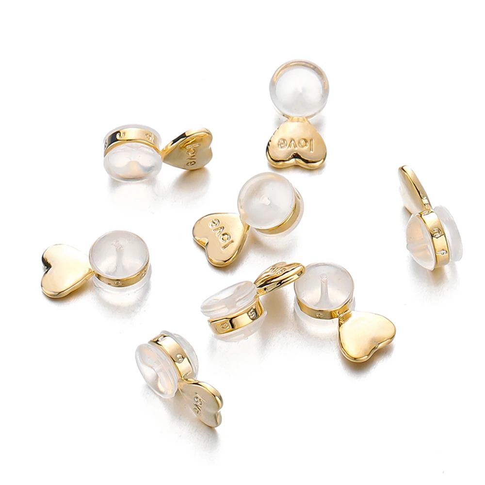 

10Pcs/lot Heart Love Earplug Silicone Earrings Back Ear Back Stoppers For DIY Jewelry Making Supplies Accessories