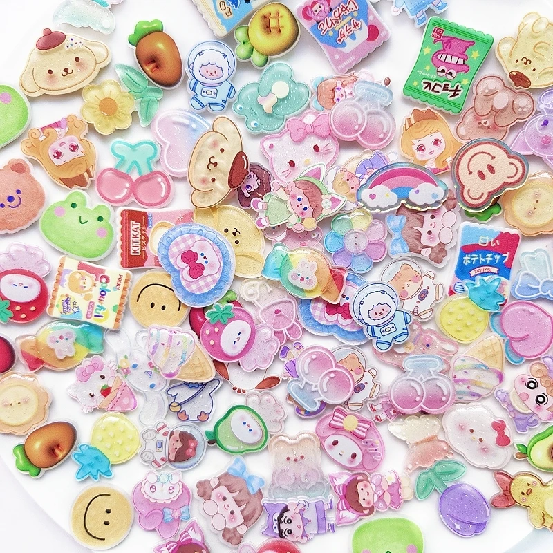 

20Pcs Cartoon Animals Flower Acrylic Patch DIY Jewelry Making Hairpins Accessories Phone Case Hairclip Patch Crafts Materials