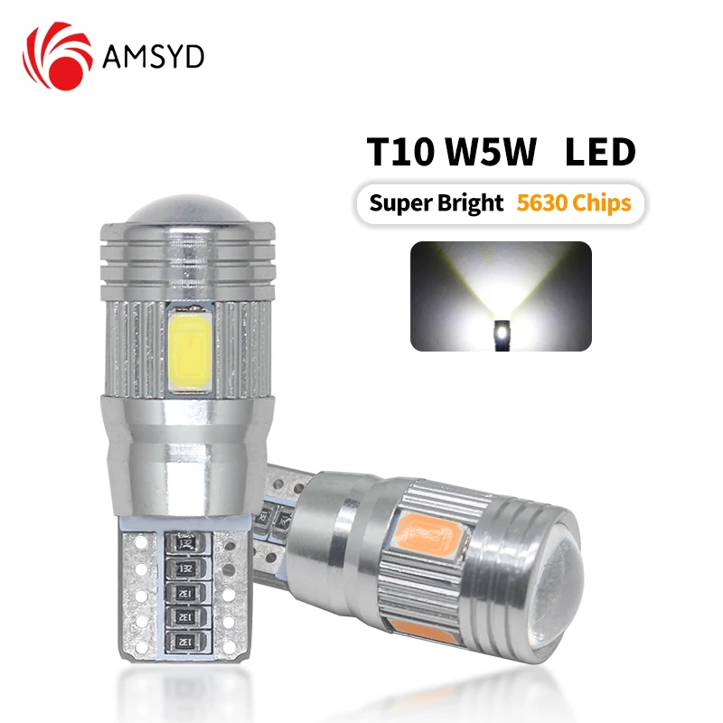 

2PCS T10 W5W Car LED Turn Signal Bulb Canbus Auto Interior Dome Reading Light Wedge Side Parking Reverse Brake Lamp 5630 6SMD