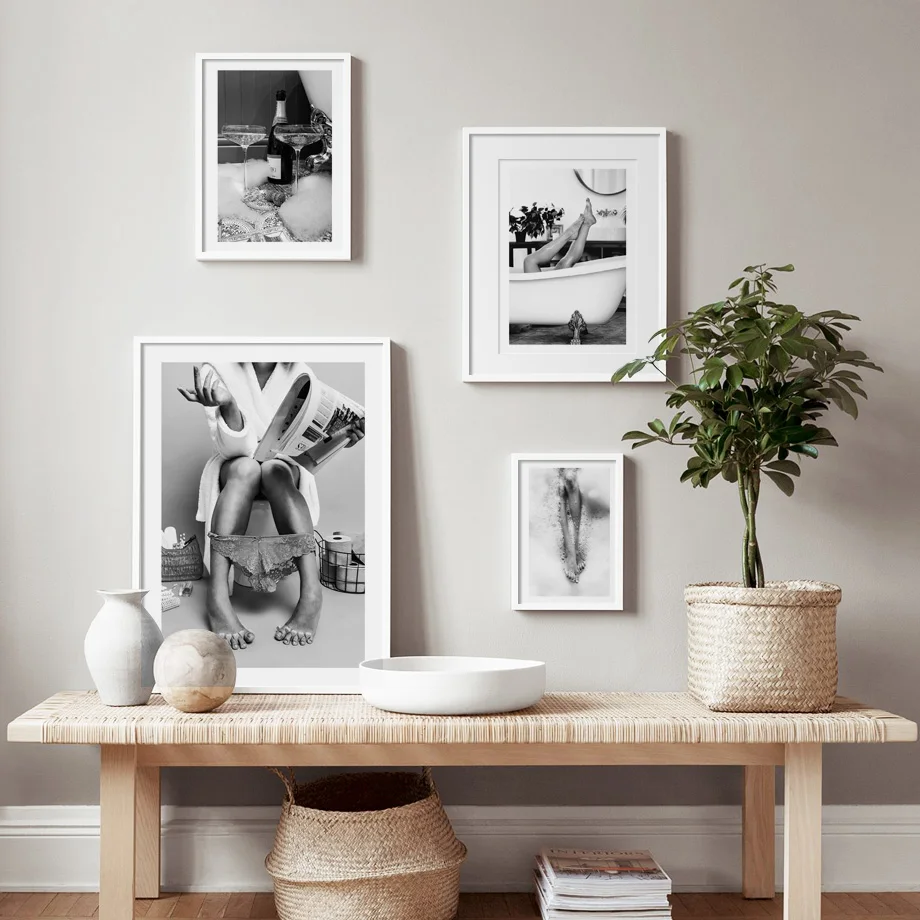 ภาพวาดผ้าใบห้องน้ำในห้องน้ำศิลปะบนผนังการตกแต่งบ้านโปสเตอร์รูปภาพภาพพิมพ์สำหรับการตกแต่งบ้านห้องนั่งเล่นตกแต่งบ้านนอร์ดิก 1