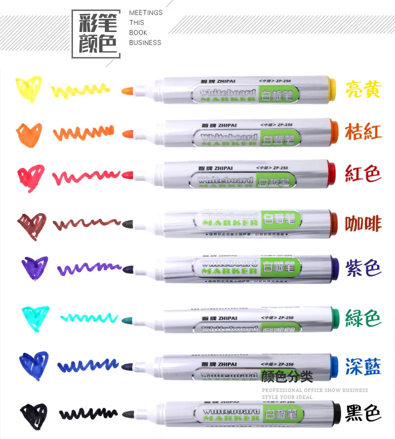 프리미엄 12색 화이트보드 마커 - 1.5mm 가는 팁 세라믹 드라이 이레이저 펜 (사무실 회의 및 계획 세정용) - 선명한 색상, 저취성