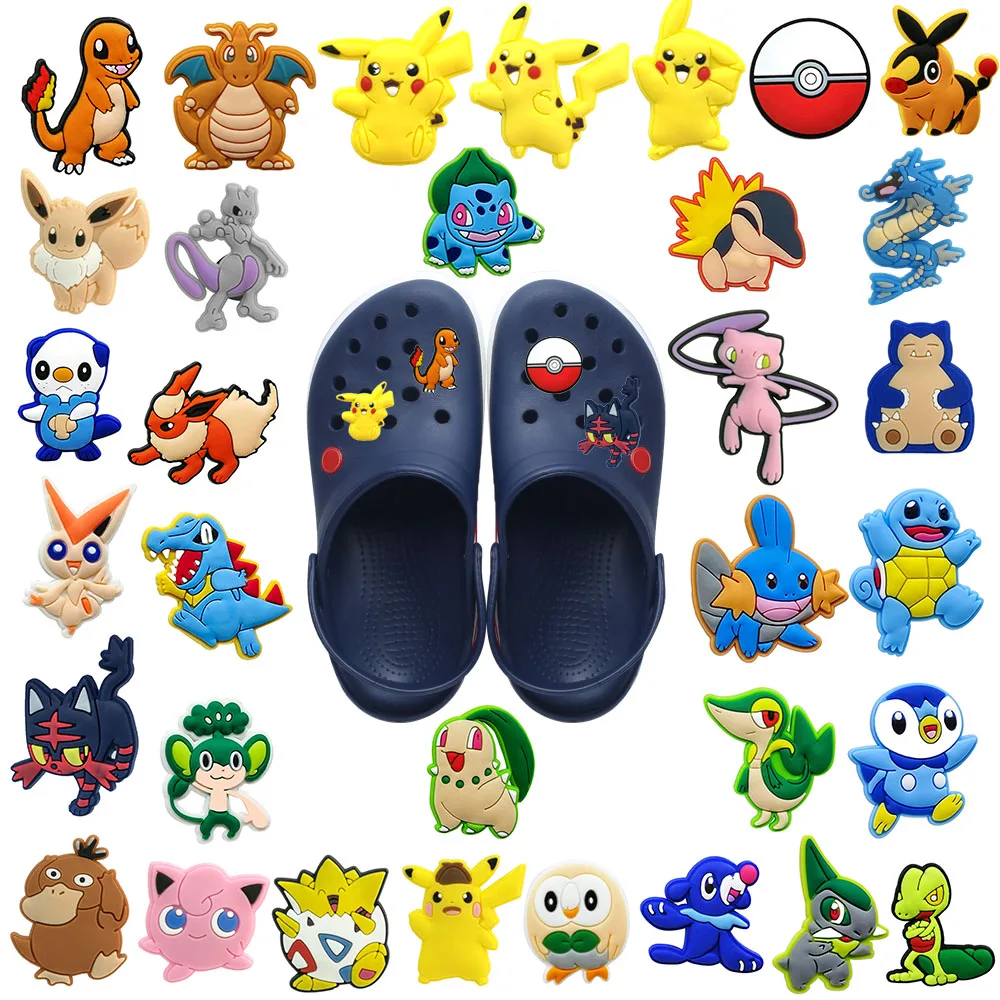 Pocket monster 1pcs Pokemon Croc Charms Accessories Sneakers Shoe