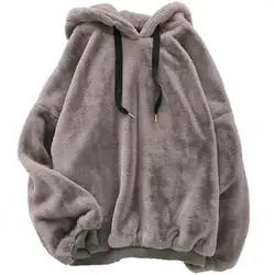 QNPQYX Winter Fashion Sweetwear Velvet Warm Women's Hoodies Harajuku Korean Loose Casual Wool Flannel Pullover Hooded Sweatshirt