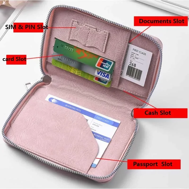 Zippered ID Passport Case Large Capacity Ticket Organizer Card Case Travel Passport Holder Passport Wallets Travel Accessories