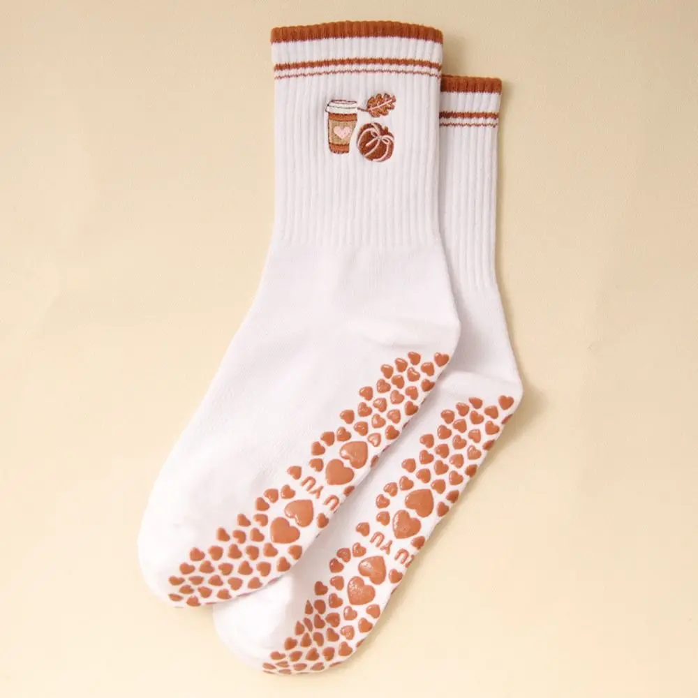 Cotton Breathable Cherry Embroidery Pilates Socks