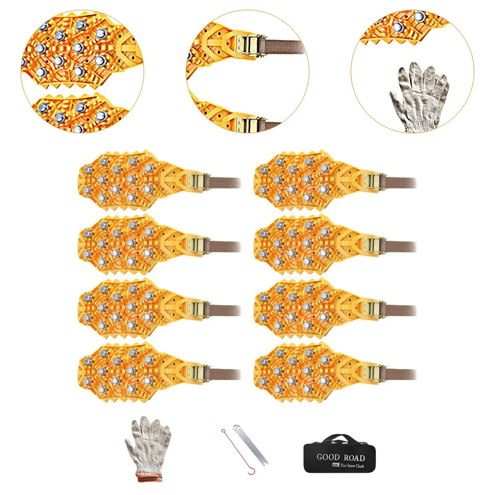 8x Snow Chains Easily Fit Mountain Climbing Winter Driving Tire Chains