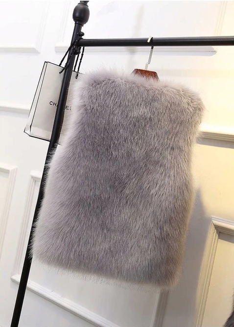 Autumn and Winter 2021 New Imitation Fox Fur Grass Vest Women's Middle Long Coat Imitation Fur Fur Vest Shoulder White long black puffer coat