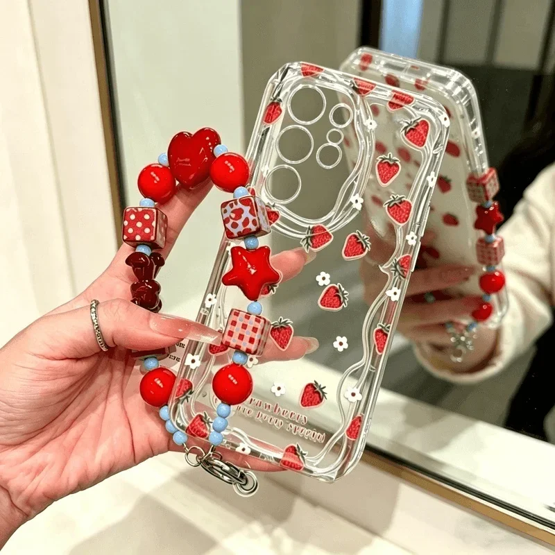 Charming Strawberry Pattern Soft Wave Side Phone Case